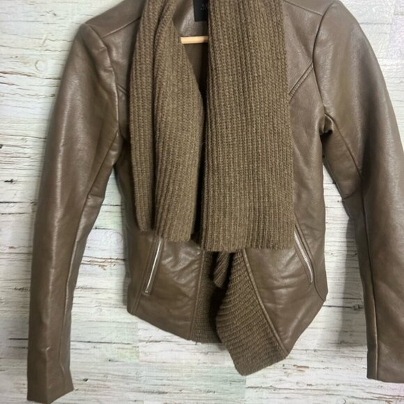 Guess Faux Leather Jacket with waterfall detail size xs brown - Picture 3 of 8